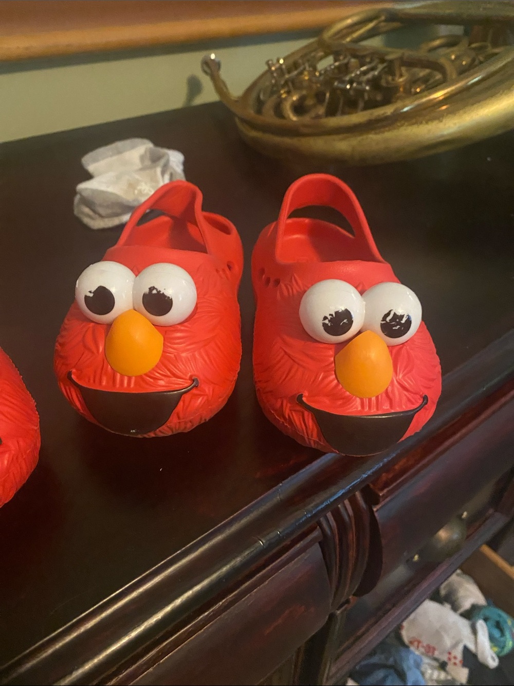 Kids Red Character Slip-On Sandals - Elmo Style